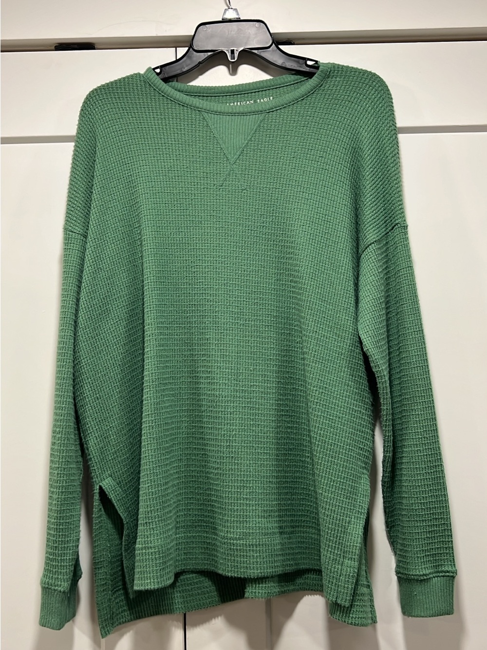 American Eagle Outfitters Green Waffle Knit Pullover